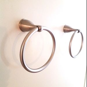 Set of 2 Brushed Nickel Towel Rings
